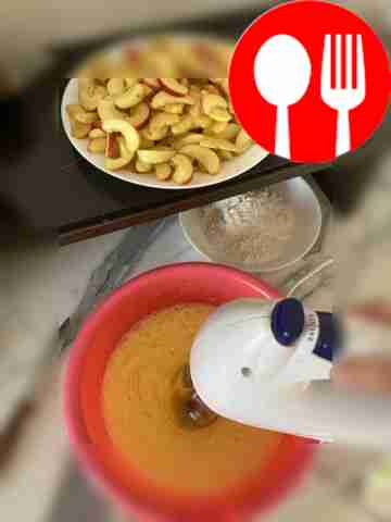 Beat the eggs with sugar and a pinch of salt...