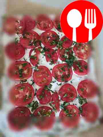 Place tomatoes cut into thin slices on the...