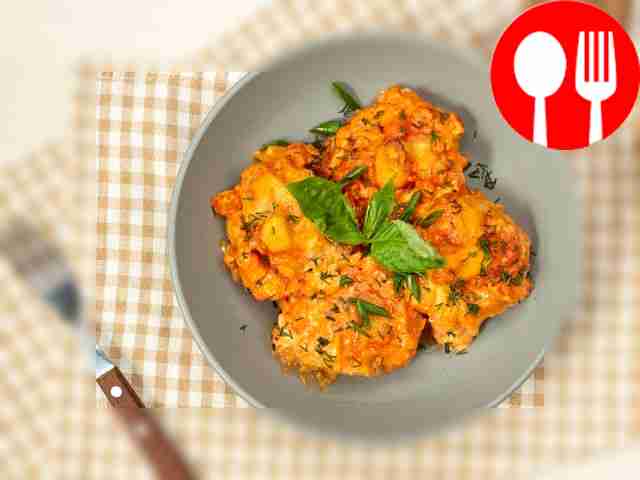 To serve, place the khinkali on a plate with...