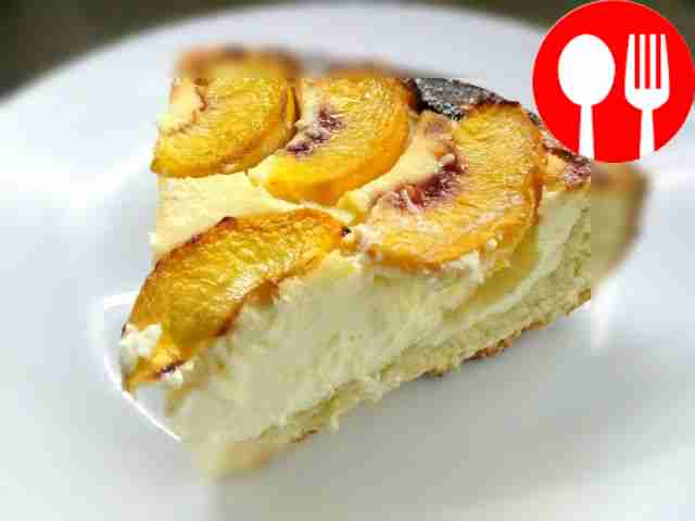 Delicate peach pie with curd filling