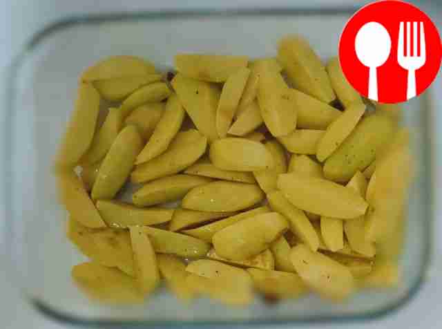 Peel the washed potatoes. Cut it into...