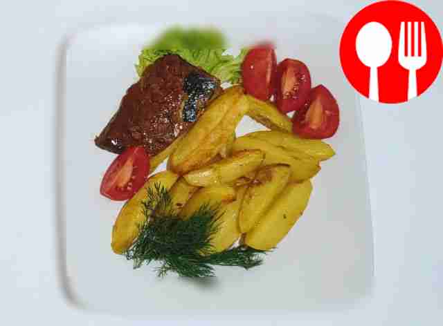 Serve the dish with portions of potatoes and a...