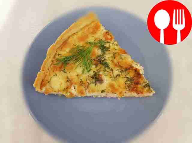 French pie with salmon and Roquefort