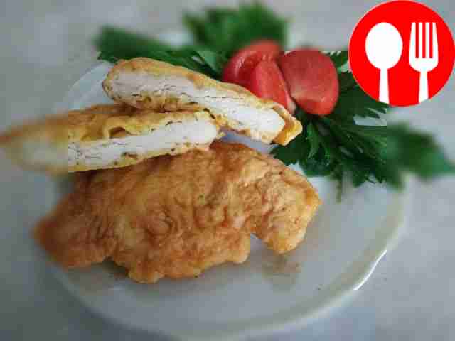 Sirloin chops in a golden crust with sesame seeds