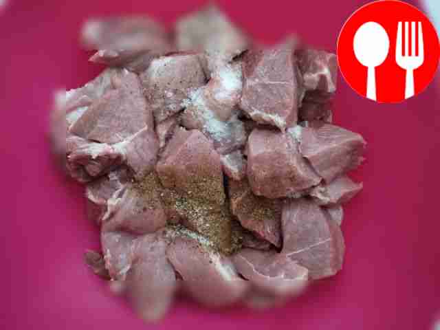 Cut the meat into small cubes (about the size...