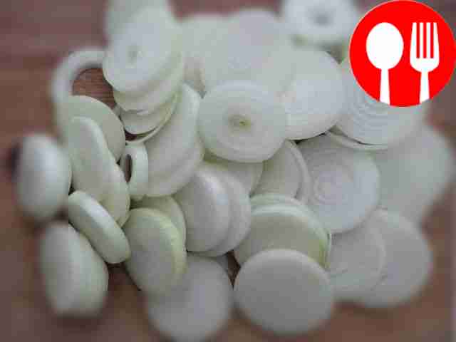 Cut the onion into rings approximately 0.5 mm...