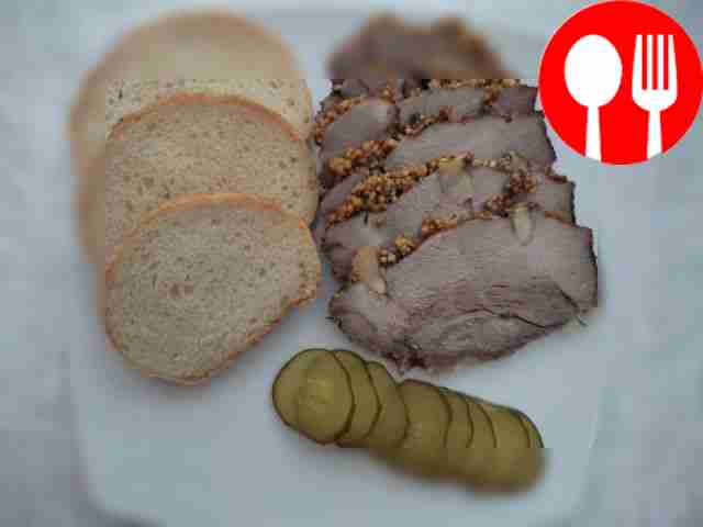 Homemade boiled pork with garlic and spices