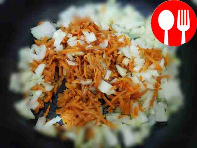 Cut the onions into small cubes, grate the...