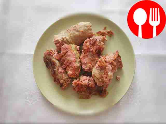 Serve cabbage rolls made from sauerkraut and...