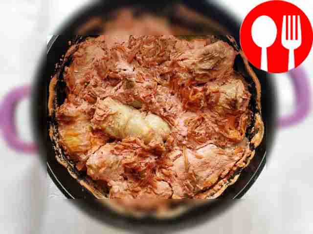 Sauerkraut cabbage rolls with minced meat