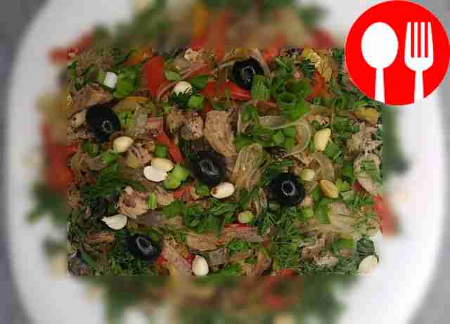 Fish salad with rice noodles