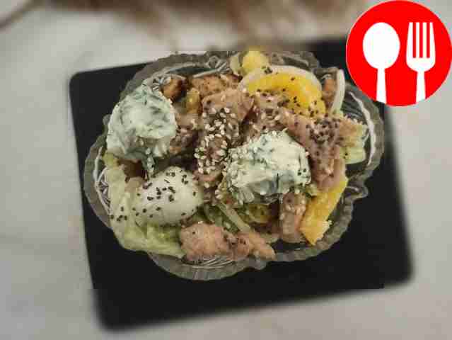 Extravagant salad with turkey and cheese balls