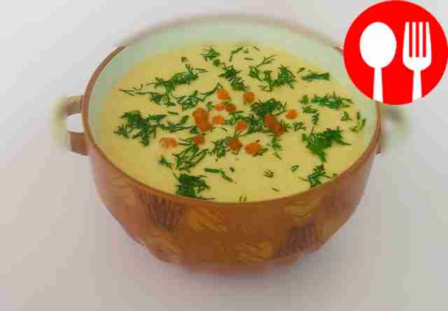 Creamy rainbow trout soup with cream