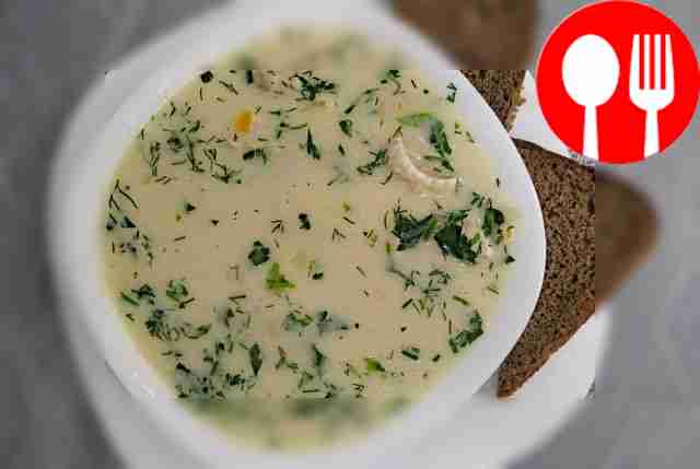Creamy soup with salmon