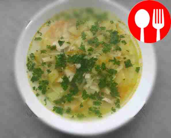 Hearty noodle soup with chicken