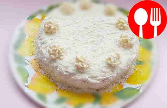 Delicate sponge cake with ice cream