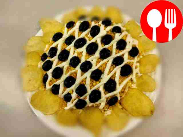 Light salad with cod liver