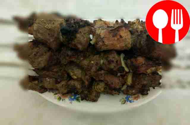 Delicious kebab in onion marinade