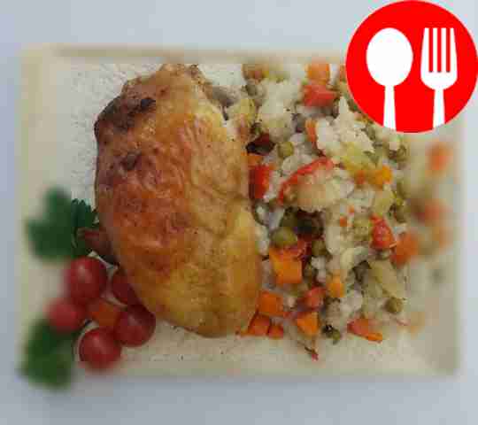 Рис курицей и овощами в рукаве