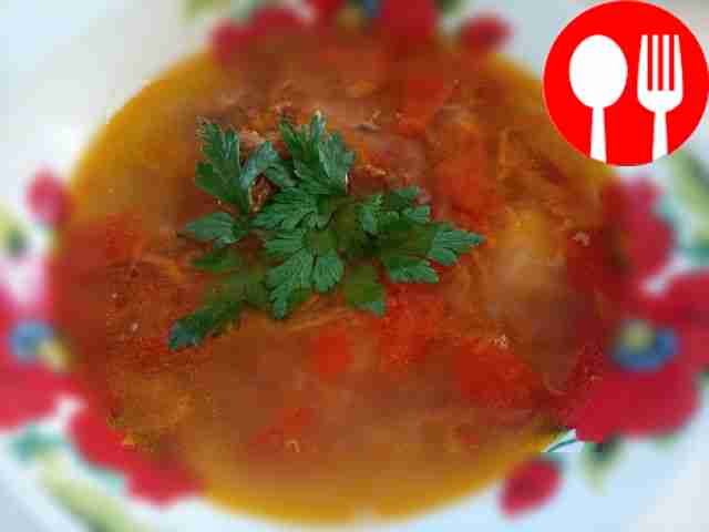 Hearty soup with beef stew