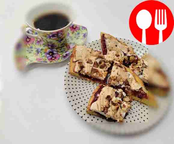 Delicate pie with jam and walnuts