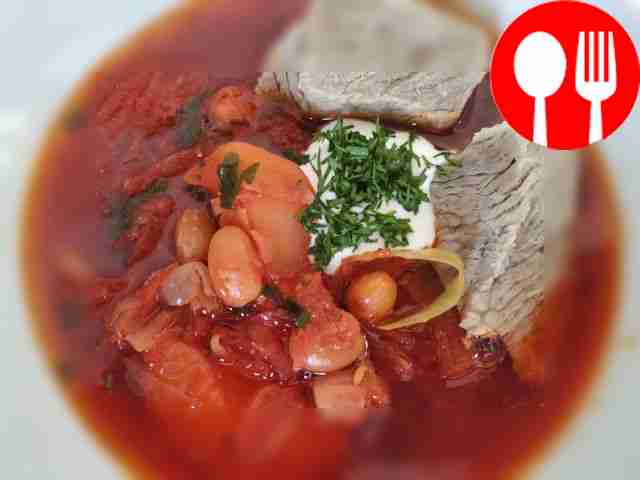 Украинский суп с телятиной и овощами