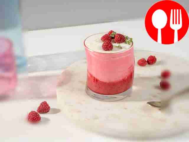 Before serving, decorate the curd dessert with...