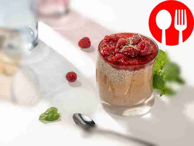 Raspberry and chia pudding