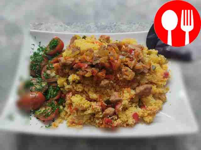 Hearty couscous with pork and vegetables