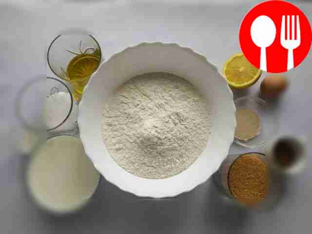 Pour sifted flour, yeast, sugar, salt into a...