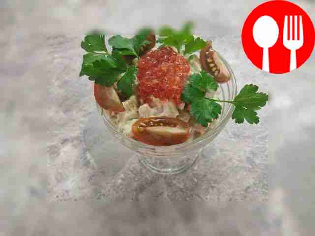 Gourmet salad with salmon and avocado