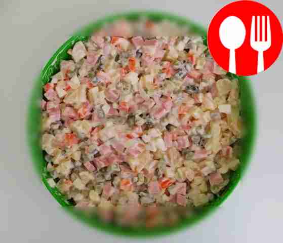 Serve Olivier salad in a beautiful salad bowl,...