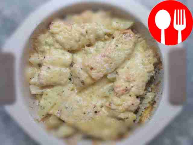 Baked potatoes with trout