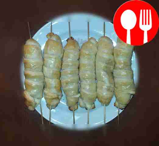 Cheese roll on skewers