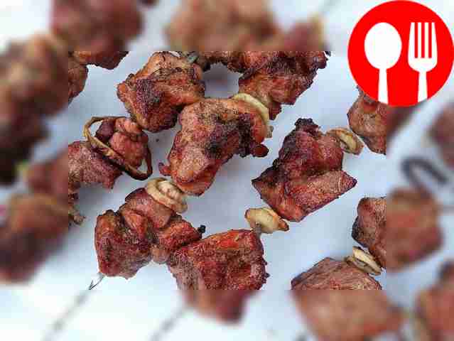 Pork shish kebab in soda