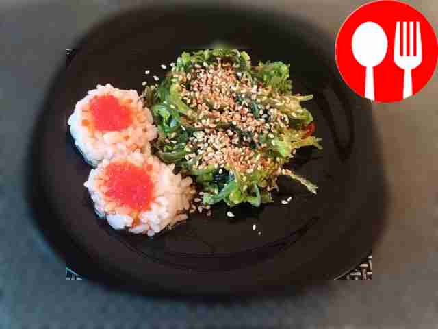 Healthy salad with chuka seaweed