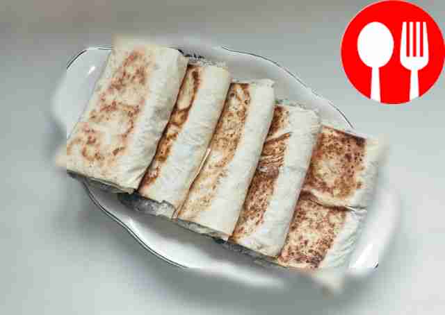 Burrito with rice and beef