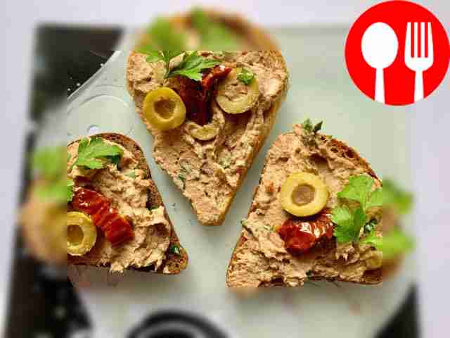 Tuna pate, cream cheese and sun-dried tomatoes