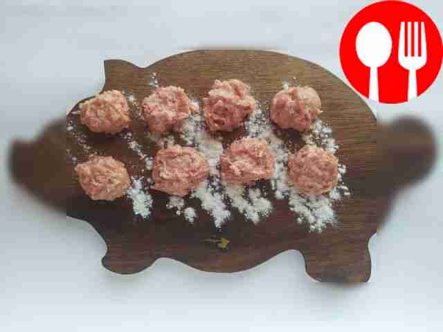 To prepare the meatballs, mix the minced meat...