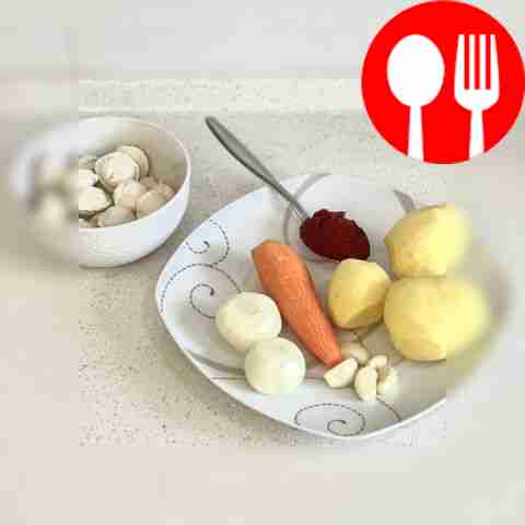 Peel potatoes, onions, garlic, carrots. Remove...