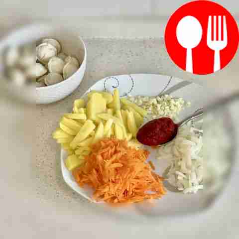 Take the vegetables, cut the potatoes into...