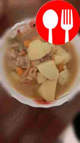 Potatoes stewed in beef broth