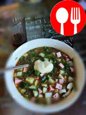 Okroshka on kvass with mustard