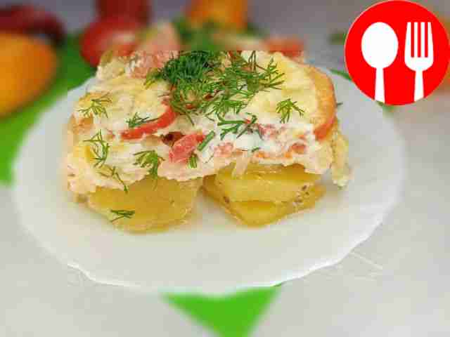 Serve the dish on a flat plate, cut into...