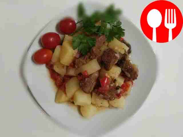 Homemade veal with vegetables