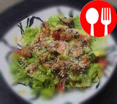 Festive salad with saury and avocado