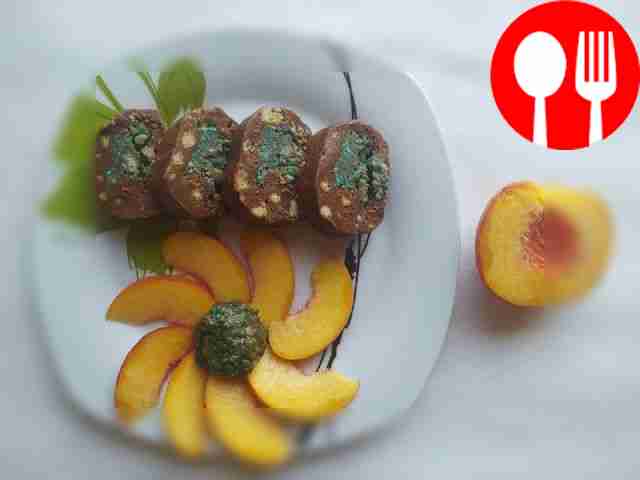 Chocolate sausage with nuts and coconut flakes