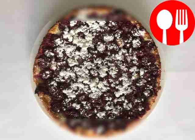 Homemade charlotte with cherries