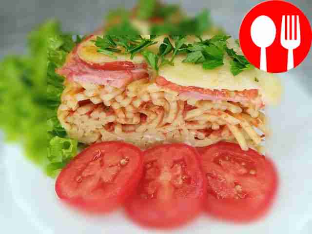 Вкусная запеканка с макаронами