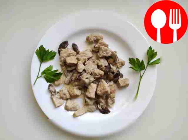 Serve mushrooms with pork in portions, as a...